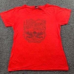 Harley Davidson Motorcycles Womens orange Ohio bike Week Rhinestone T Shirt 2XL